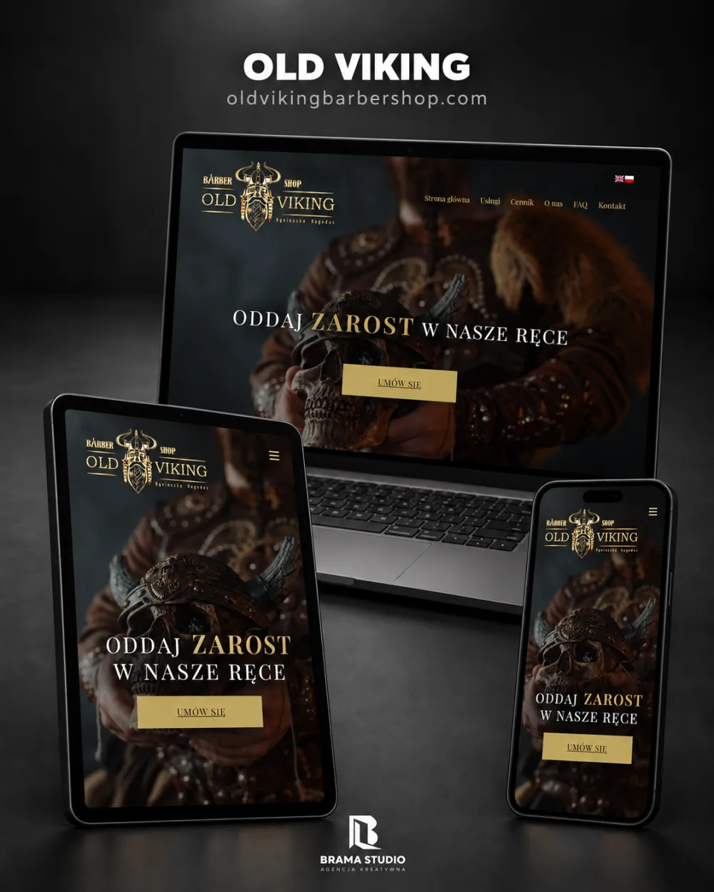 Strona internetowa Old Viking Barbershop – realizacja Brama Studio