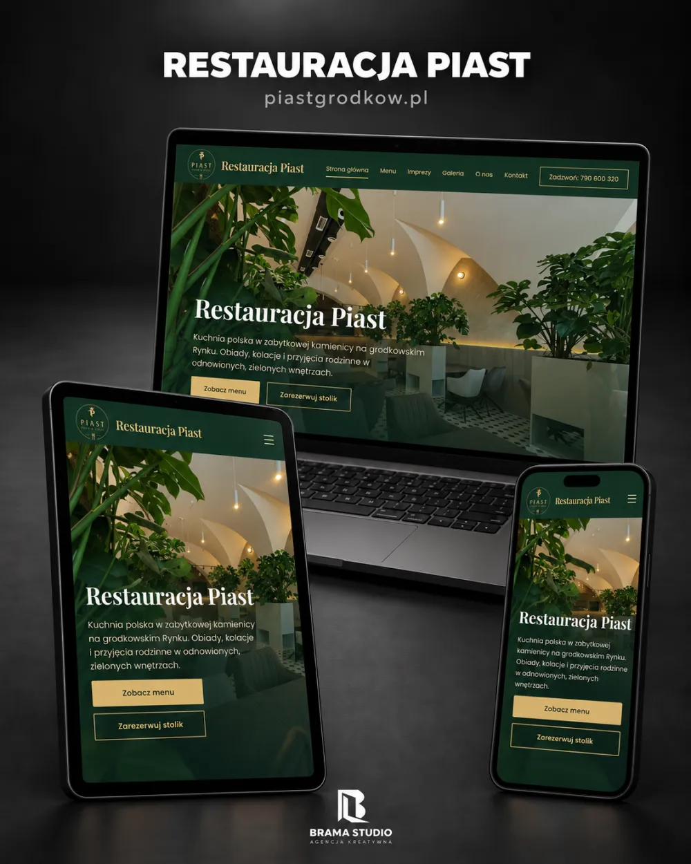 Strona internetowa Restauracja Piast – realizacja Brama Studio