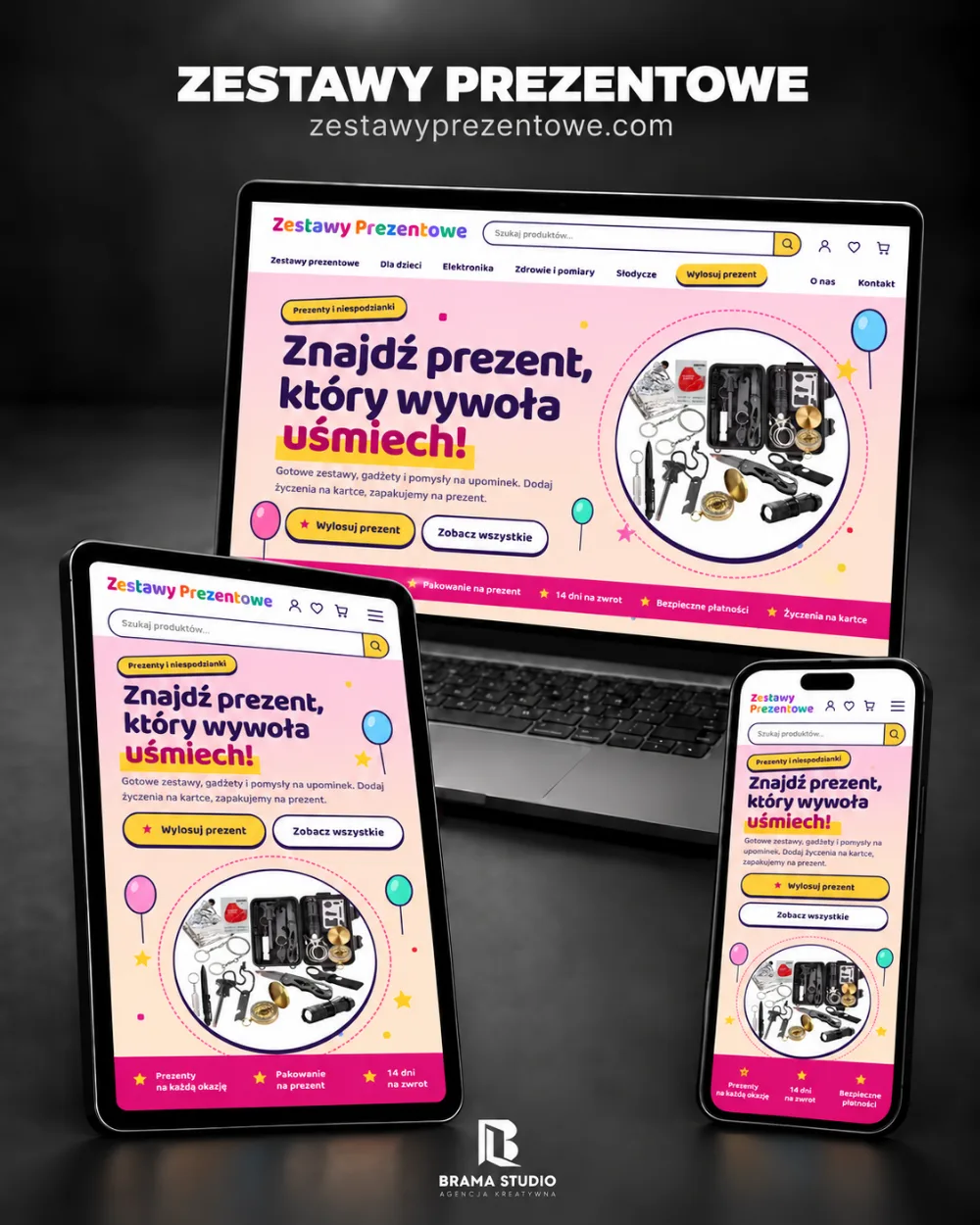 Strona internetowa Zestawy Prezentowe – realizacja Brama Studio